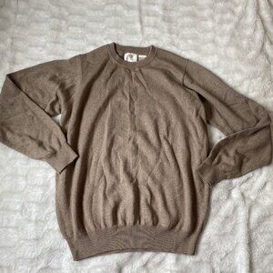 Viyella Sweater Men's Size Large Brown Wool Knit Pullover Crew Neck Long Sleeve